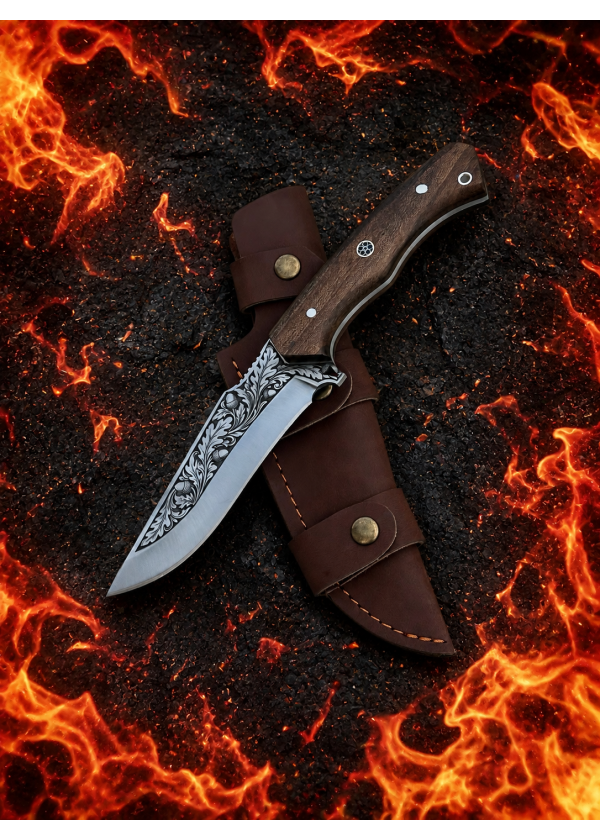 Kılıflı Yazgı Model Gravür İşleme Bushcraft Bıçak
